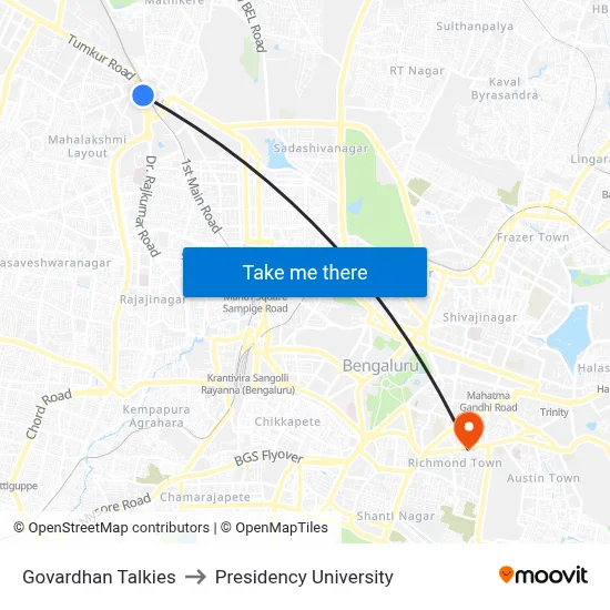 Govardhan Talkies to Presidency University map