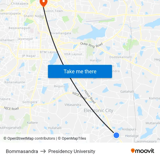 Bommasandra to Presidency University map