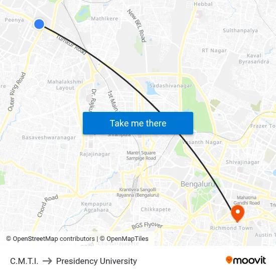 C.M.T.I. to Presidency University map