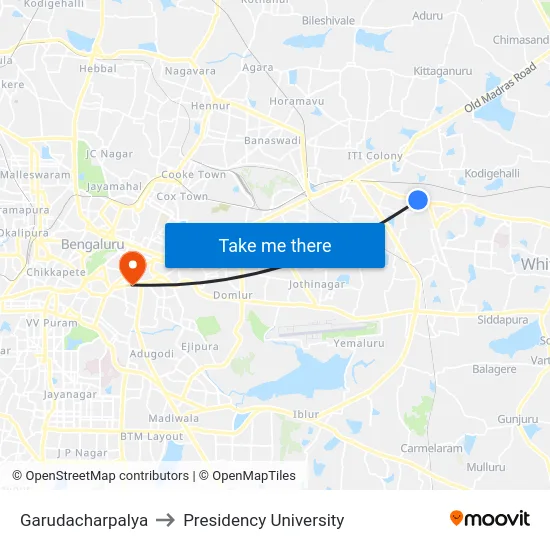 Garudacharpalya to Presidency University map