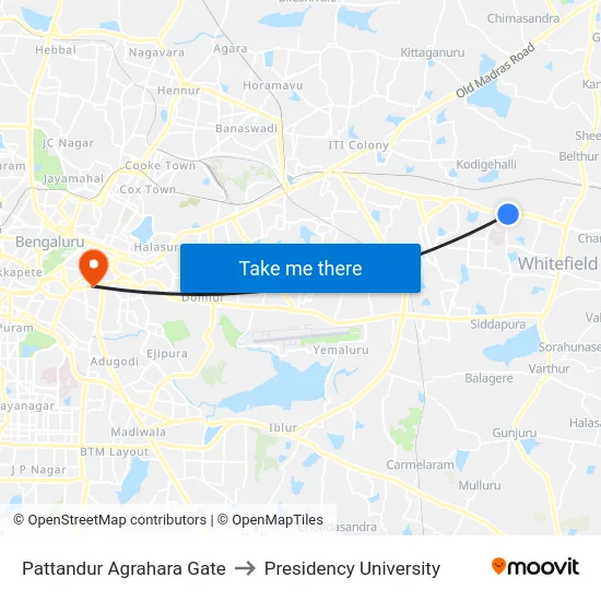 Pattandur Agrahara Gate to Presidency University map