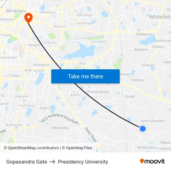 Gopasandra Gate to Presidency University map