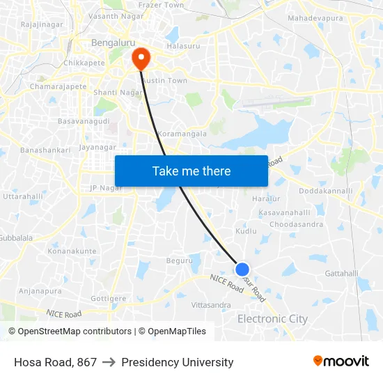 Hosa Road, 867 to Presidency University map