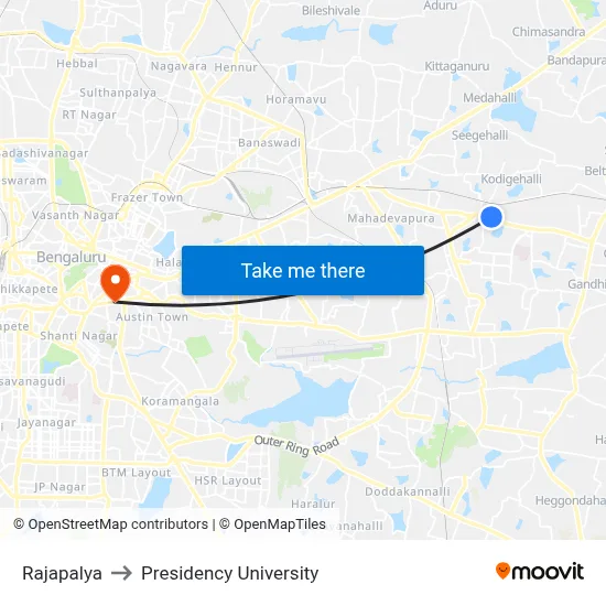 Rajapalya to Presidency University map