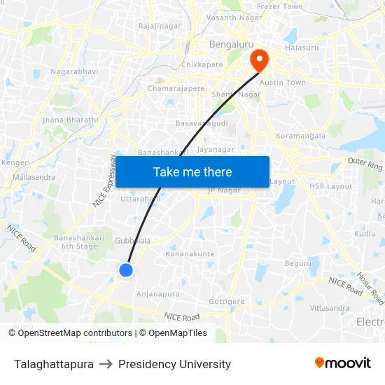 Talaghattapura to Presidency University map