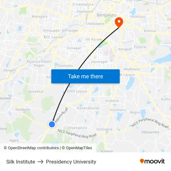 Silk Institute to Presidency University map