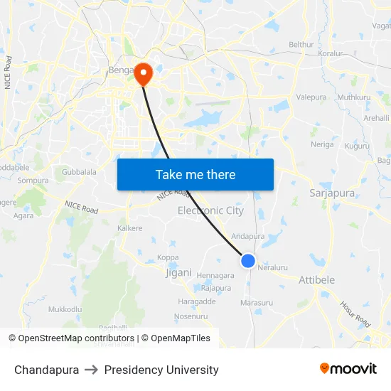 Chandapura to Presidency University map