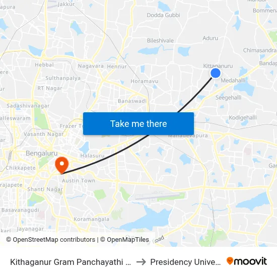 Kithaganur Gram Panchayathi Office to Presidency University map