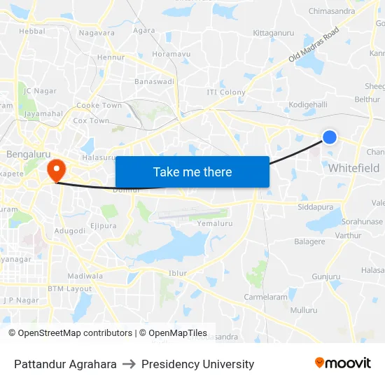 Pattandur Agrahara to Presidency University map