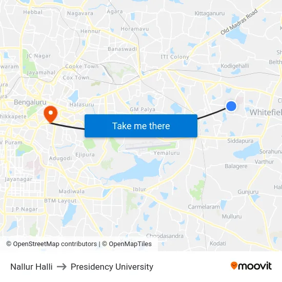 Nallur Halli to Presidency University map