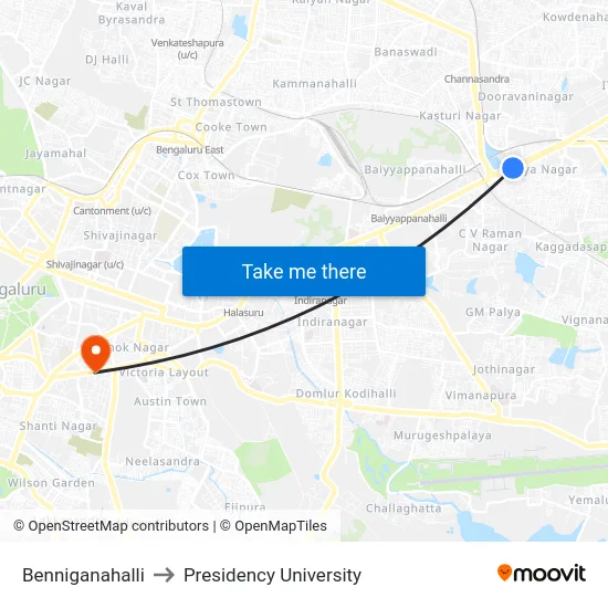Benniganahalli to Presidency University map