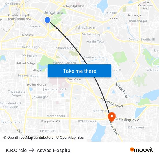 K.R.Circle to Aswad Hospital map