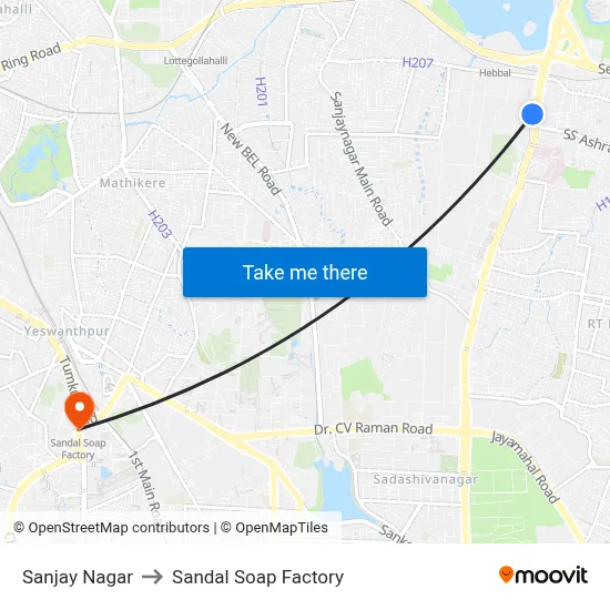Sanjay Nagar to Sandal Soap Factory map