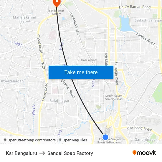 Ksr Bengaluru to Sandal Soap Factory map