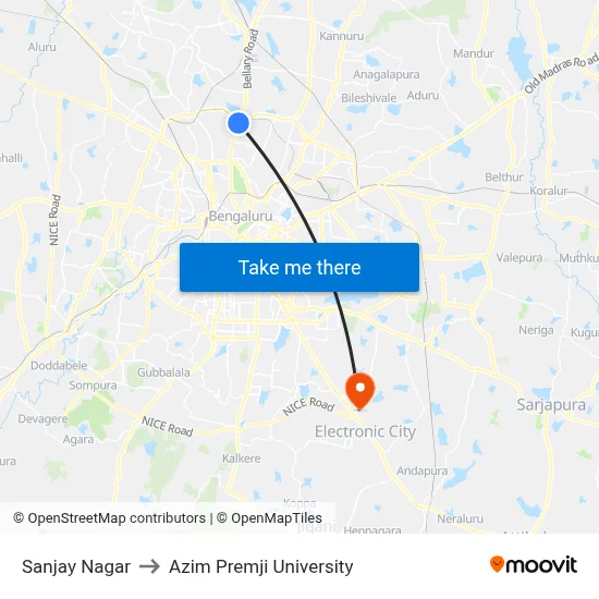 Sanjay Nagar to Azim Premji University map