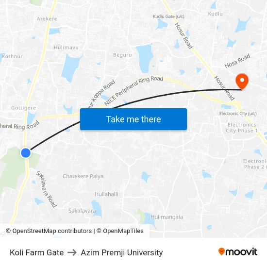 Koli Farm Gate to Azim Premji University map