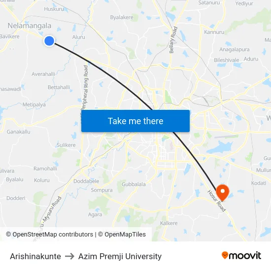 Arishinakunte to Azim Premji University map