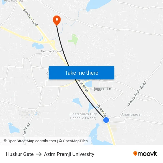 Huskur Gate to Azim Premji University map