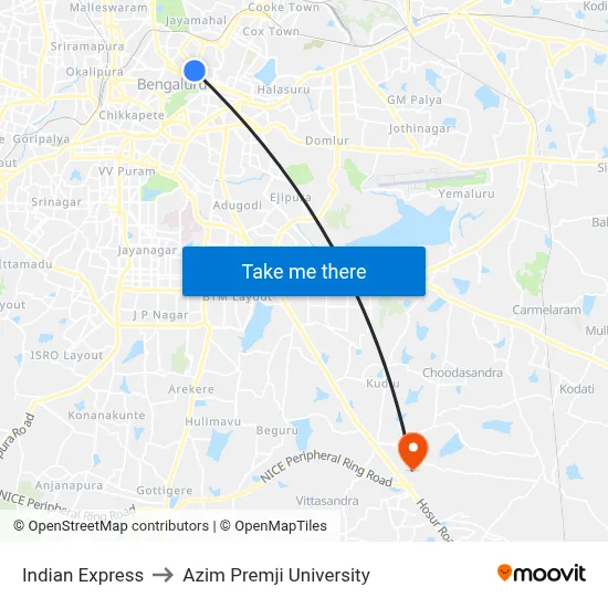 Indian Express to Azim Premji University map