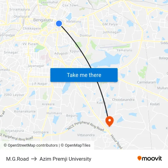 M.G.Road to Azim Premji University map