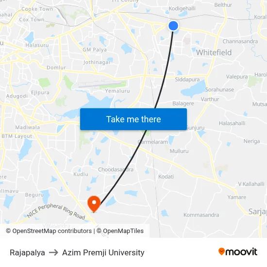 Rajapalya to Azim Premji University map