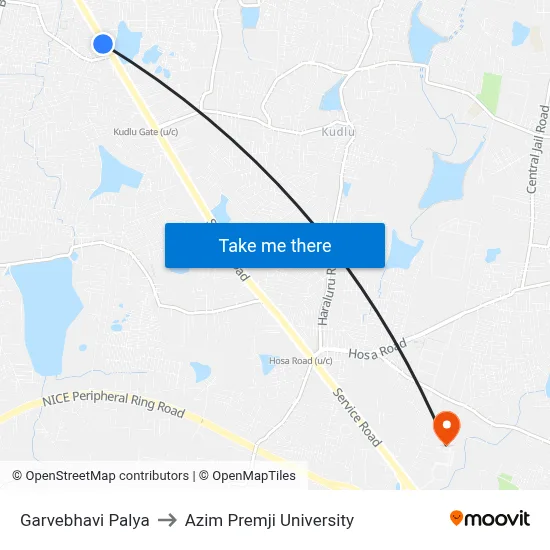 Garvebhavi Palya to Azim Premji University map