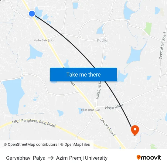 Garvebhavi Palya to Azim Premji University map
