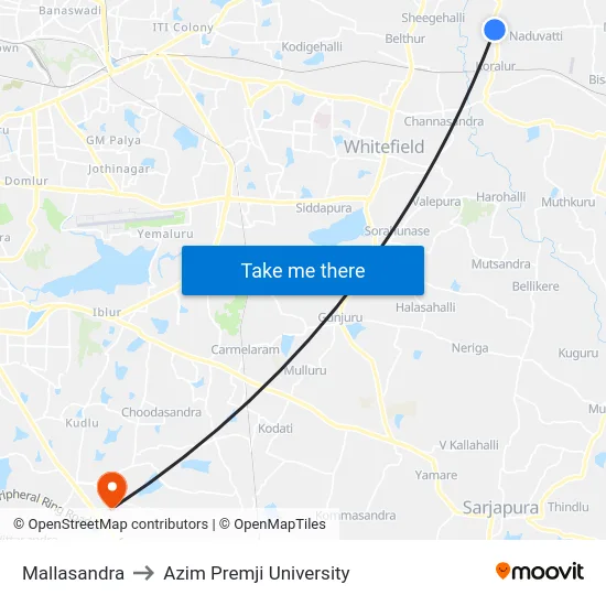 Mallasandra to Azim Premji University map