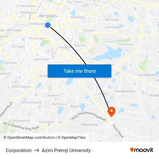 Corporation to Azim Premji University map