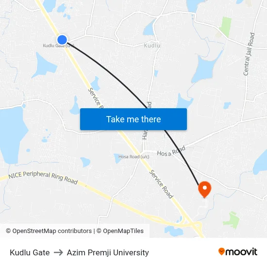 Kudlu Gate to Azim Premji University map