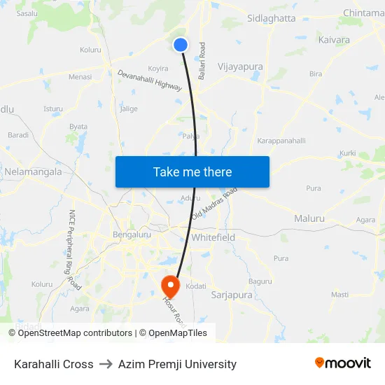 Karahalli Cross to Azim Premji University map