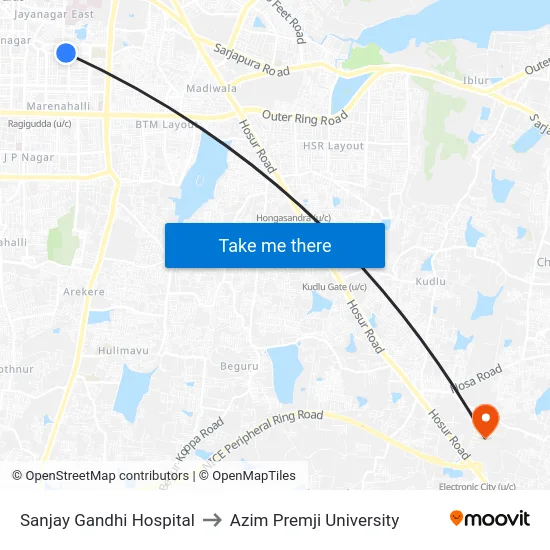 Sanjay Gandhi Hospital to Azim Premji University map