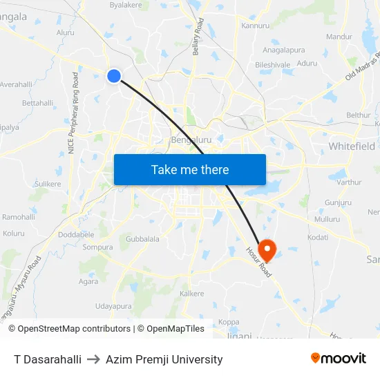 T Dasarahalli to Azim Premji University map