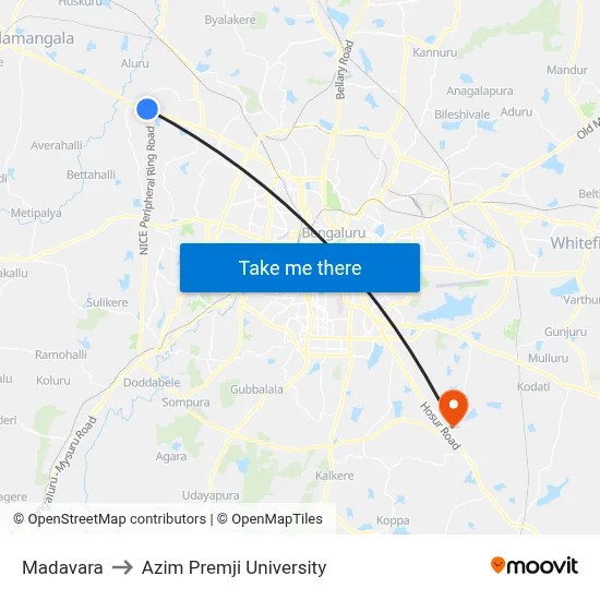 Madavara to Azim Premji University map
