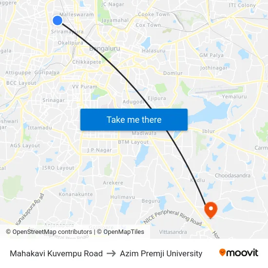 Mahakavi Kuvempu Road to Azim Premji University map