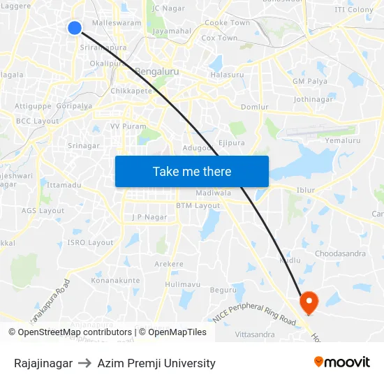 Rajajinagar to Azim Premji University map
