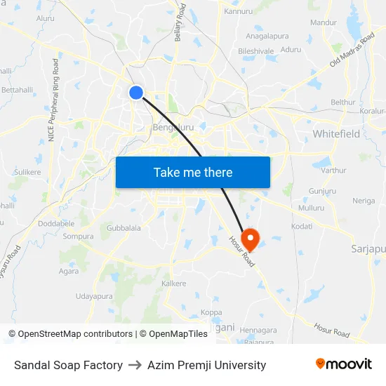 Sandal Soap Factory to Azim Premji University map
