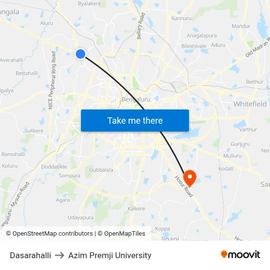 Dasarahalli to Azim Premji University map