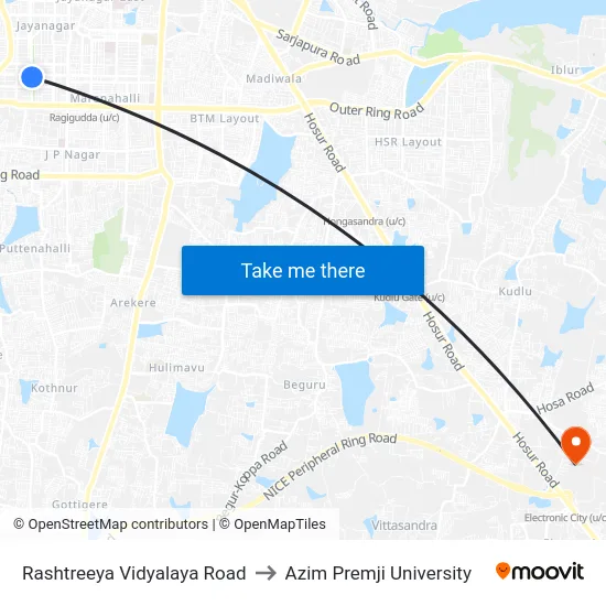 Rashtreeya Vidyalaya Road to Azim Premji University map