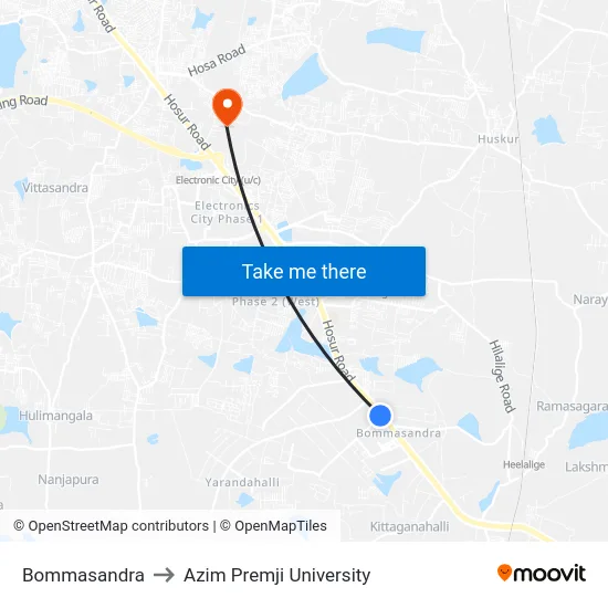 Bommasandra to Azim Premji University map