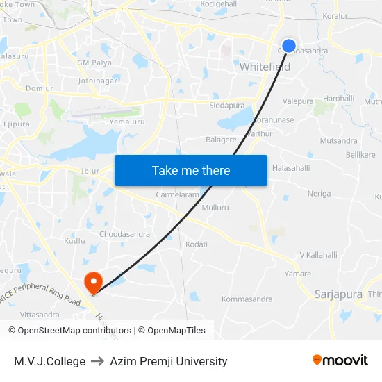 M.V.J.College to Azim Premji University map