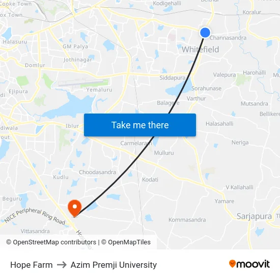 Hope Farm to Azim Premji University map