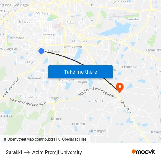 Sarakki to Azim Premji University map