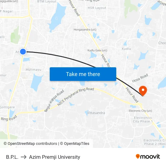 B.P.L. to Azim Premji University map