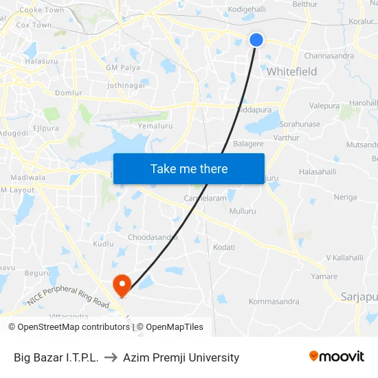 Big Bazar I.T.P.L. to Azim Premji University map