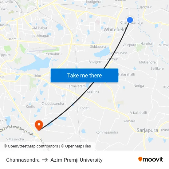 Channasandra to Azim Premji University map