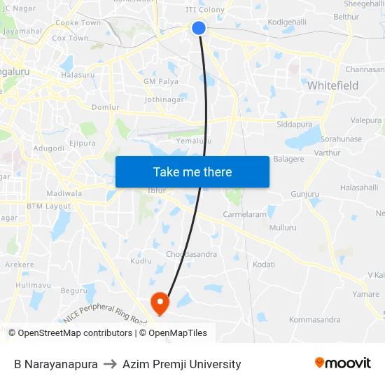 B Narayanapura to Azim Premji University map