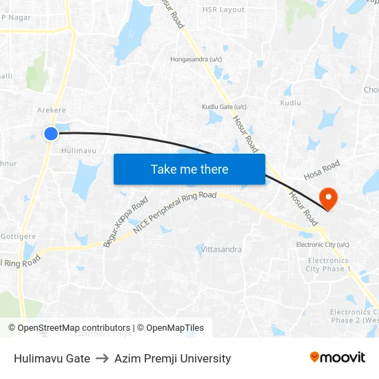 Hulimavu Gate to Azim Premji University map