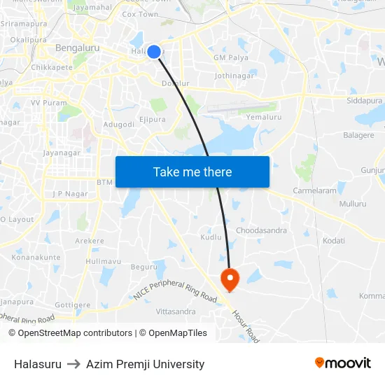 Halasuru to Azim Premji University map