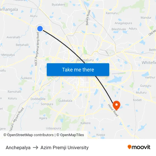 Anchepalya to Azim Premji University map